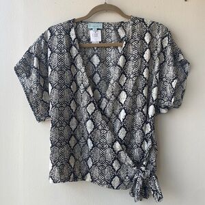 Veronica M snakeskin print wrap shirt